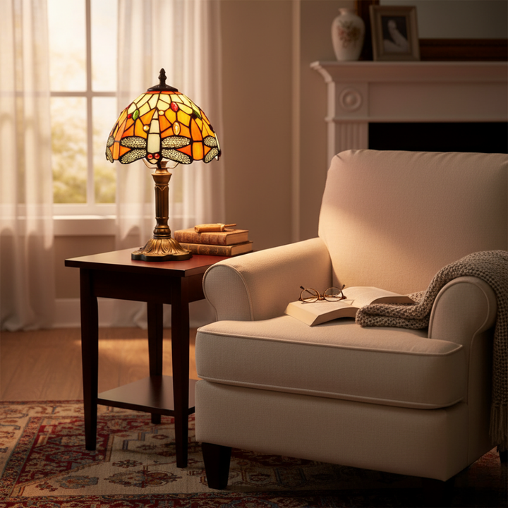 Διακοσμητική επιτραπέζια λάμπα LED με βιτρό