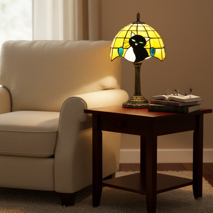 Βασιλική μπαρόκ μαύρη γάτα – επιτραπέζια λάμπα